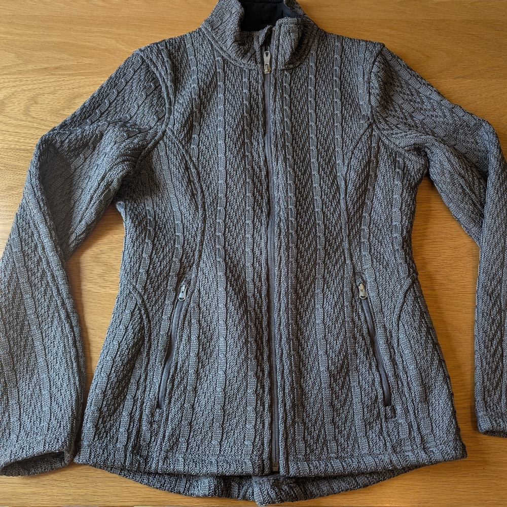 Spyder Women's Gray Cable Knit Ski Jacket